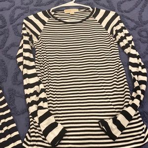 Michael Kors long sleeved white and black Stripe